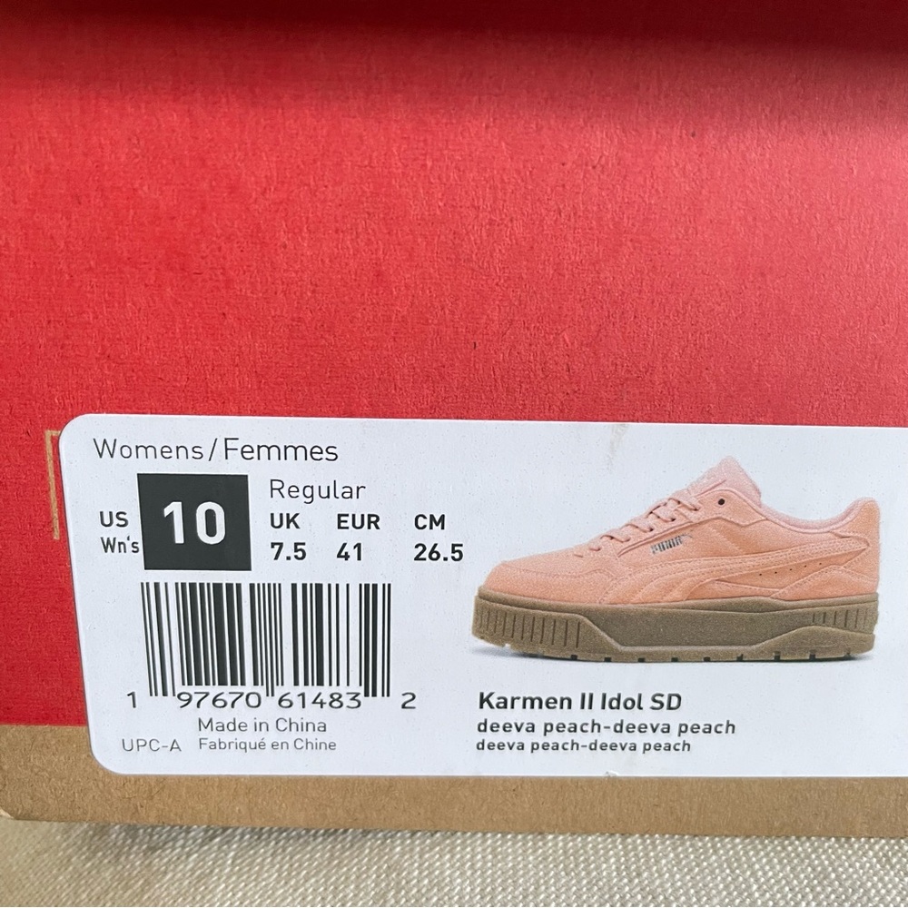 Puma Womens Coral Peach Suede Platform Karmen II Idol Sneakers, Size 10 - Picture 11 of 16